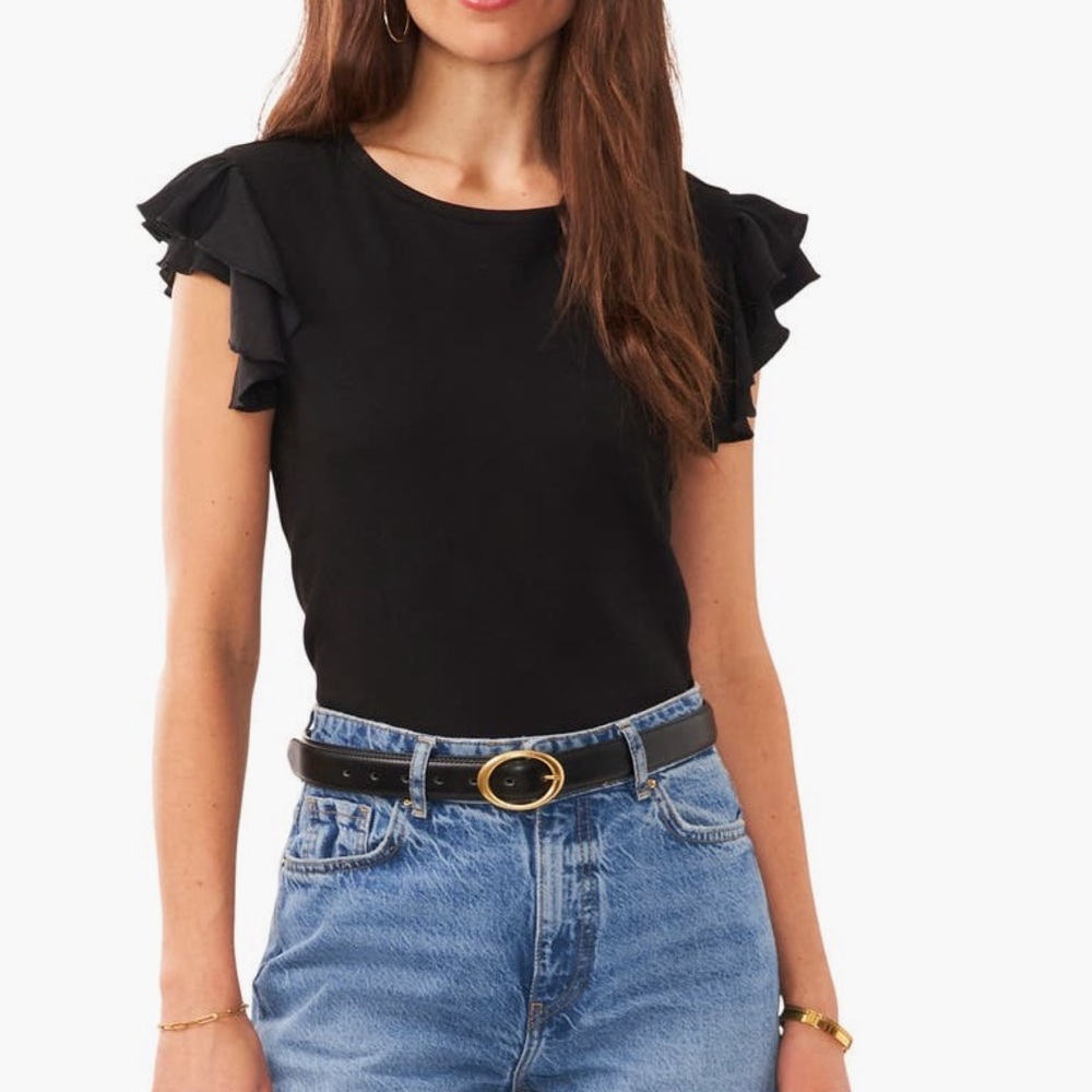 Like new Black Ruffle Sleeve Top